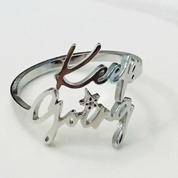 Silver “Keep Going” Inspiring Message Ring Size 8 - Picture 5 of 8